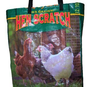 Upcycled Hen Green Animal Feed Bags tote Grocery bags